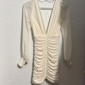 Long sheer sleeved mini dress